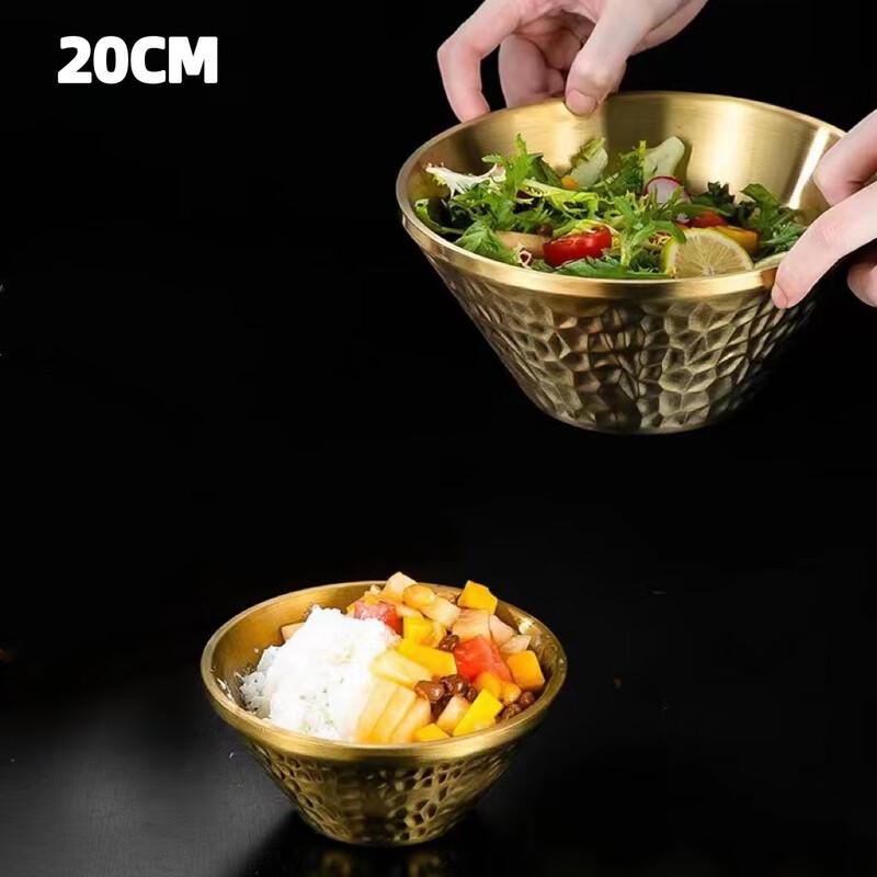 Jin Lan Chun Gold Hammered Double-Wall Insulated Stainless Steel Bowl