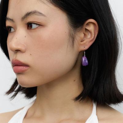 Geegee Color Gem Drop Earring - Purple