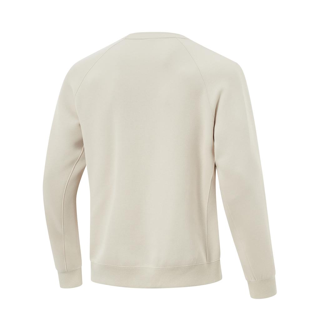 Li-Ning Comfortable Casual Simple Loose Round Neck Pullover Sweatshirt Men Sweatshirt Gravel-White-Gray AWDV227-5