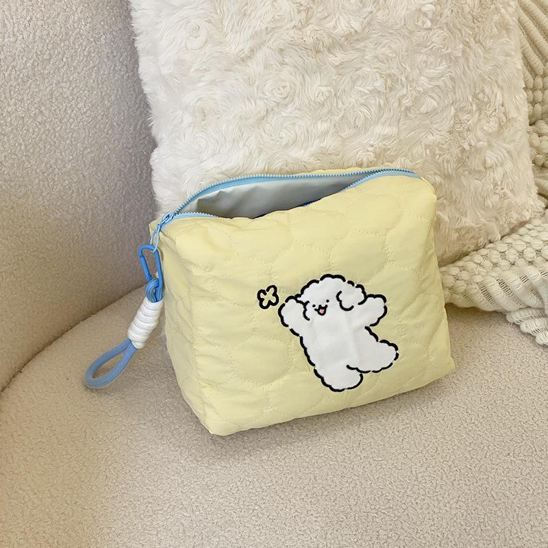 

Стеганый полиэстер с милым щенком и принтом, большой вместительный пенал, канцелярские сумки, женская портативная косметичка на молнии, сумка для хранения жёлтый