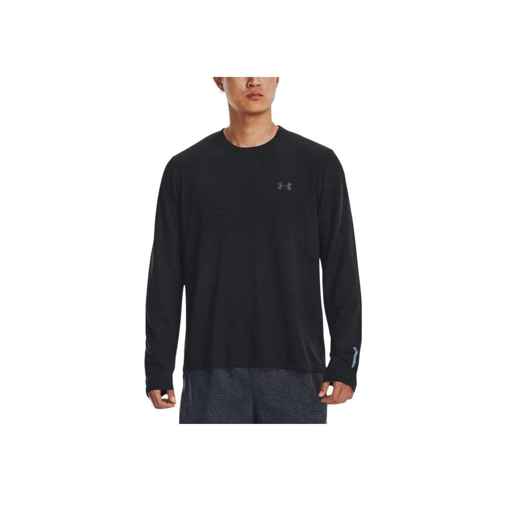 Under Armour Solid Color Crew Neck Pullover Straight Long Sleeve T-Shirt Men Tops Black 1375693-001