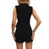Women's 2 Piece Sets  Deep V Neck Sleeveless Vest And Shorts Sets  Outfits