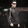 New genuine leather jacket for men in spring and autumn, thin stand-up collar leather jacket, vegetable tanned sheepskin simple single jacket