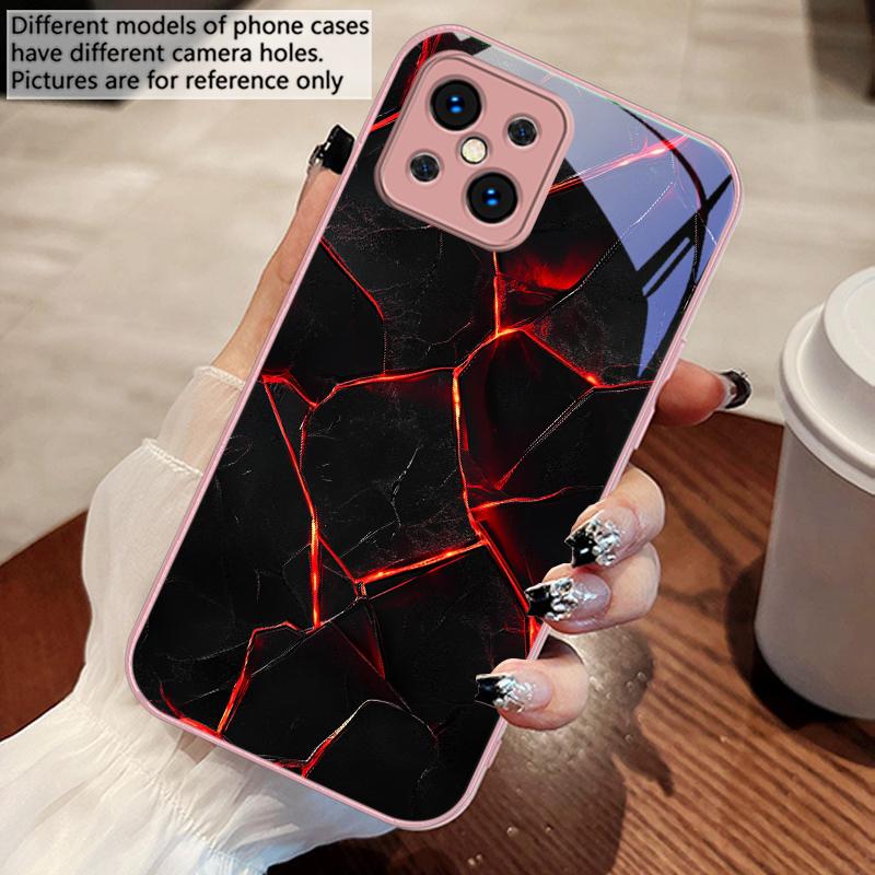 

Red lava texture pattern For Oppo Find X5 X8 Pro X2 Lite X7 Ultra F11 F23 Reno4 Z 6 Pro A72 58 78 73 16 98 A54S Glass Phone Case Oppo Find X2 Lite