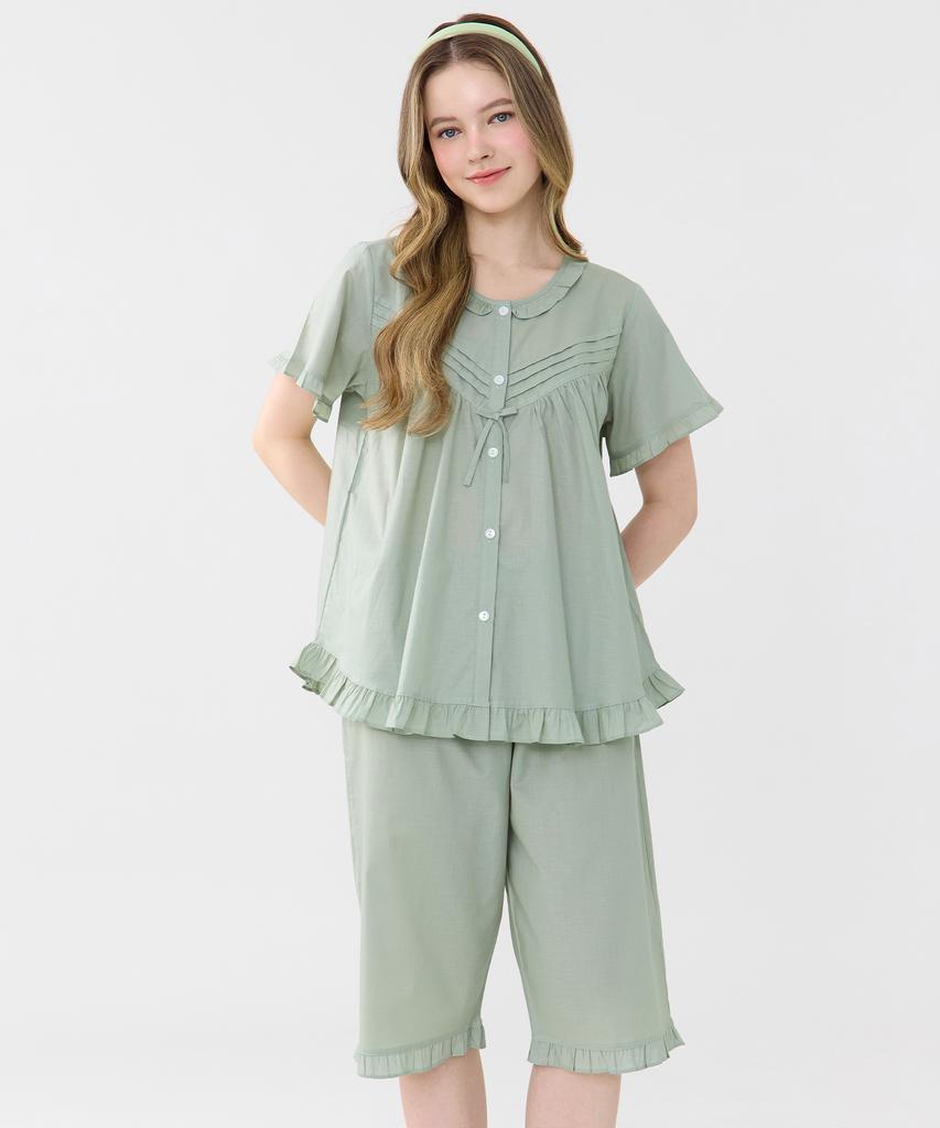 Meipeullawo Classic Mint Short Sleeve Pure Cotton Women'S Plus Size Pajama Set