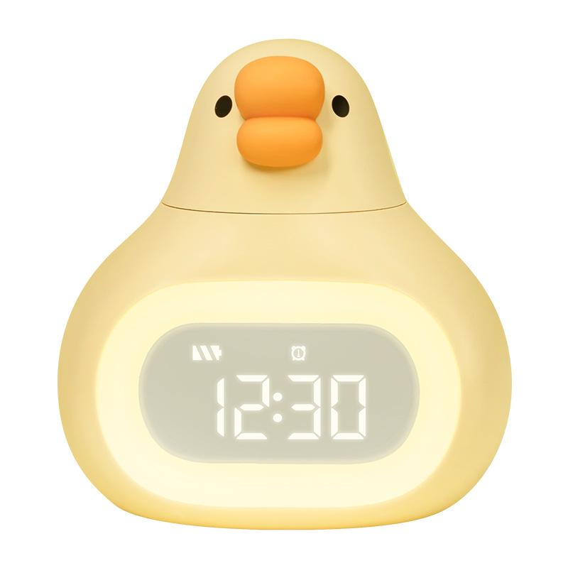 

Chubby Goose Cartoon Bedside Clock: Multi-Functional Night Light Alarm for Students жёлтый