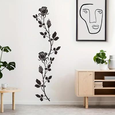 Black Flower Wall Sticker Removable Self Adhesive for Refrigerator Door Wall Decor