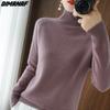 Herbst Frauen T-Shirt Wolle t-shirt Stricken Grundlegende Mode Korea Tops Tees Rollkragen Langarm Hause Tragen Lose Beiläufige