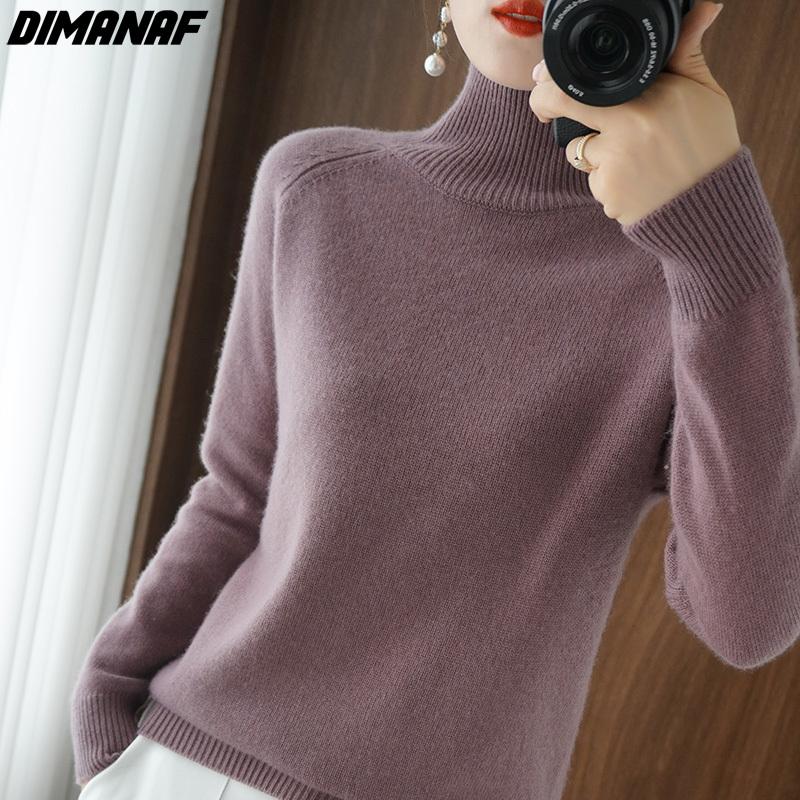 Herbst Frauen T-Shirt Wolle t-shirt Stricken Grundlegende Mode Korea Tops Tees Rollkragen Langarm Hause Tragen Lose Beiläufige
