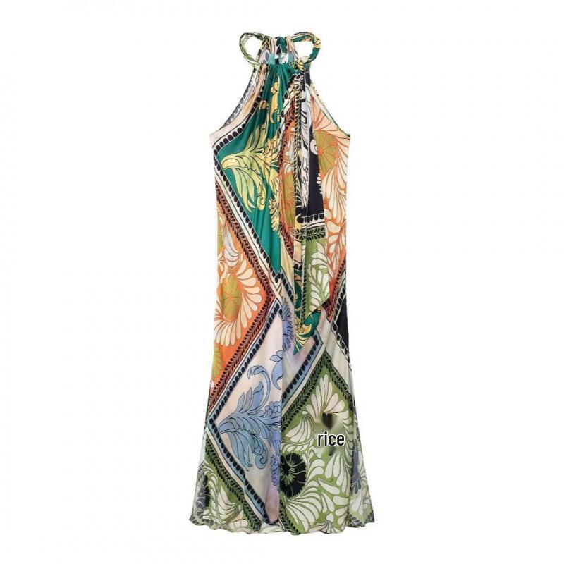 

Summer Women s European & American Halter Print Street Fashion Dress Large