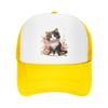 Floral Cat Royal Portrait Trucker Cap Breathable Mesh Baseball Hat Adjustable Summer Outdoor