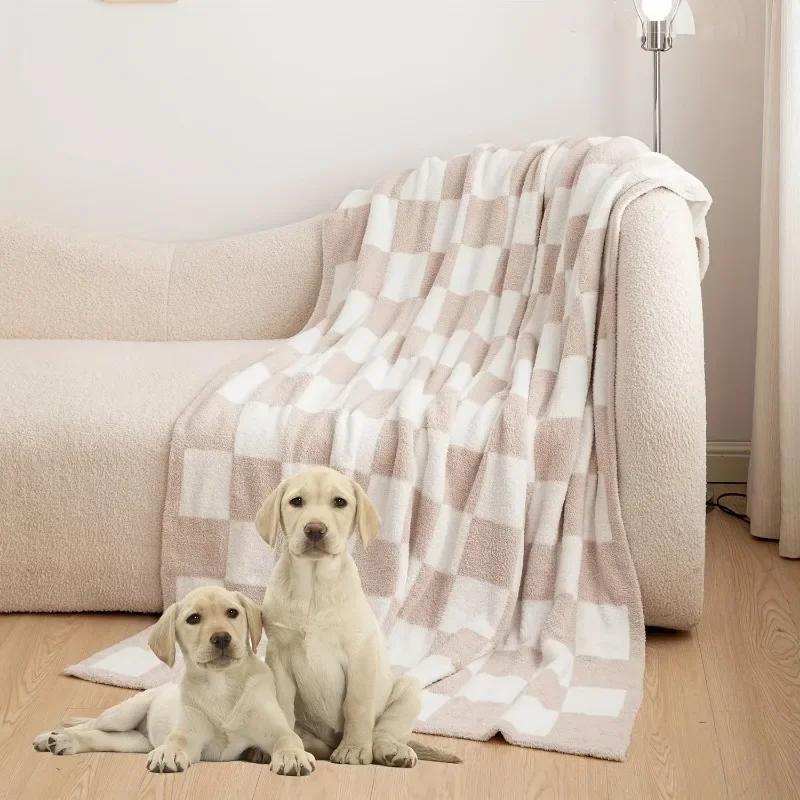 Checkerboard Throw Blanket – Super Soft Warm Plaid for Bed, Sofa, Travel, Camping – All-Season Decorative Home & Outdoor Use