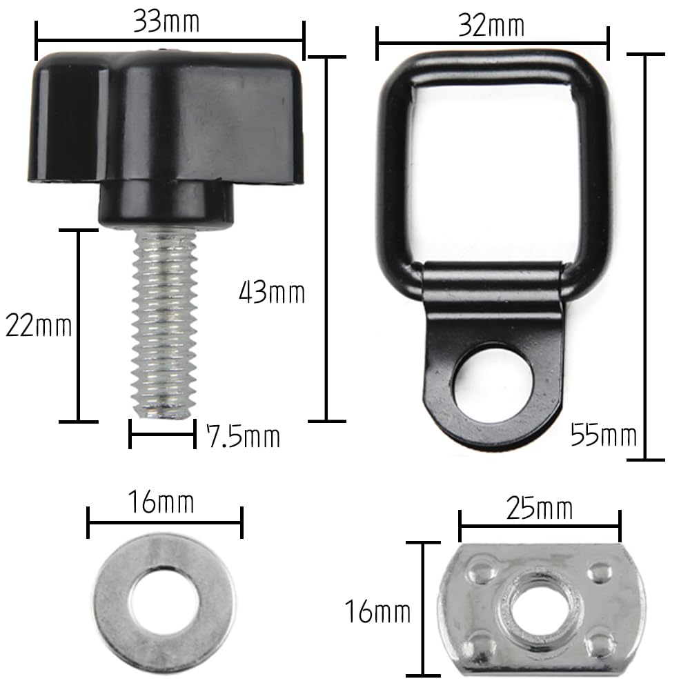 D-Ring D-Ring Anker Zurröse Ladungshaken Zurrhaken Hängehaken Bodenhaken für Jeep Wrangler (8 Stück)