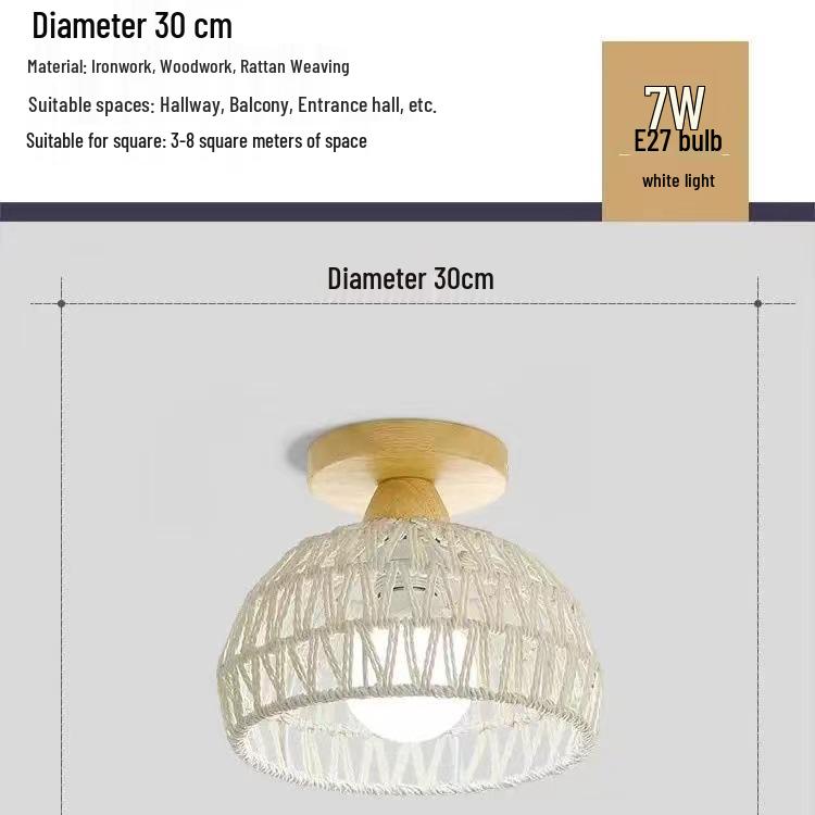 Solid Wood Pendant Light: Japanese Style Dining, Bar, Bedroom, Balcony, Retro Rattan Art, Cream Finish, Long Line Design.