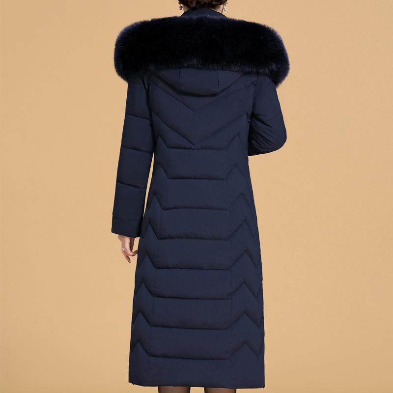 Plus Size XL-6XL Middle Age Woman Long Coat Winter Thick Warm Overcoats Hooded Elegant Faux Fur Collar Loose Lady Jackets