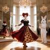 Alice In Wonderland Queen Of Hearts Cosplay Dress For Adults With Red Crown And Fabric Skirt Scene Costume