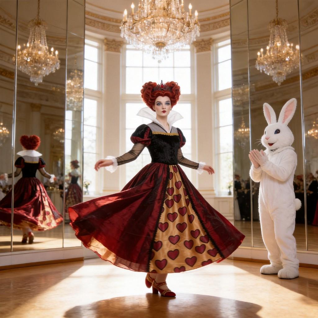 Alice In Wonderland Queen Of Hearts Cosplay Dress For Adults With Red Crown And Fabric Skirt Scene Costume