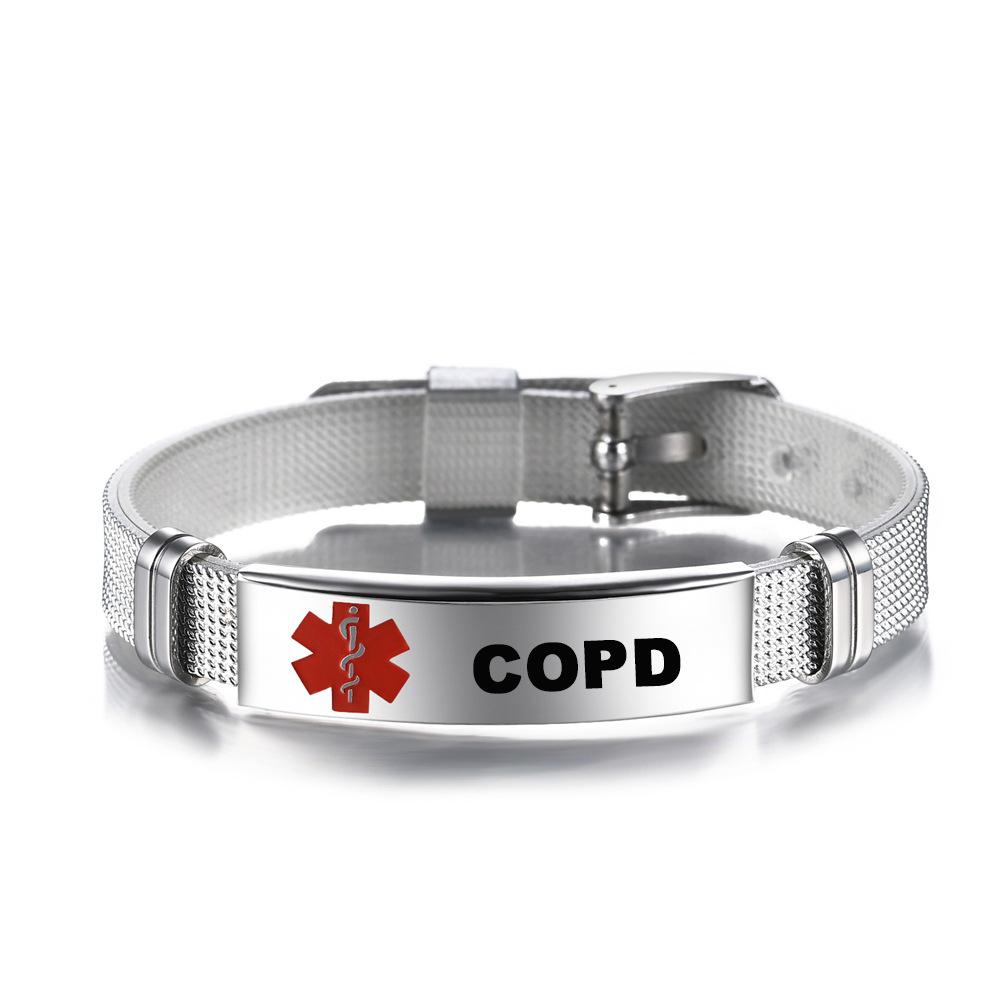 Medical Alert ID Bracelet Emergency First Aid Health Monitoring Laser Engraved Satinless Steel Adjustable Bracelet for Men Women