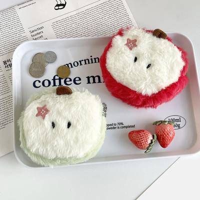 Small Storage Bag Cartoon Fruit Shape Soft Fuzzy Plush Embroidery Portable Lightweight Changes Coin Earphone Keys Storage Pouch