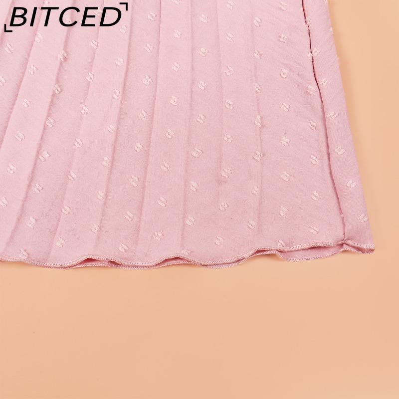 BITCED High-Waisted Pleated Fringe Dress with Tie Detail Sleeveless Summer Dress Casual Vacation Travel Dress