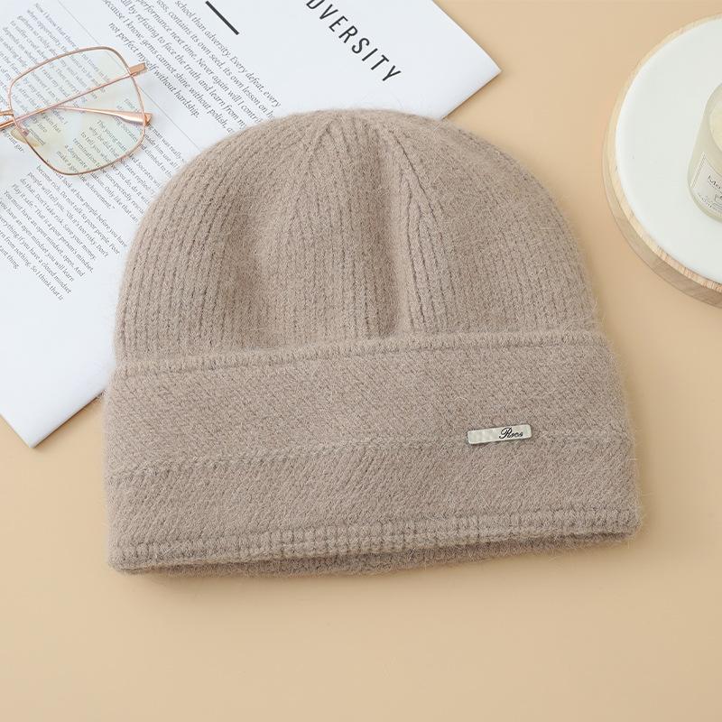 Women's Wool Hats with Autumn and Winter Versatile Thickened Warm and Cold Knitted Hats Showing Face and Ear Protection Cold Hats