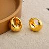 Dongdaemun ins new round glossy ear buckle brass plated real gold simple earrings blogger Internet celebrity same earrings