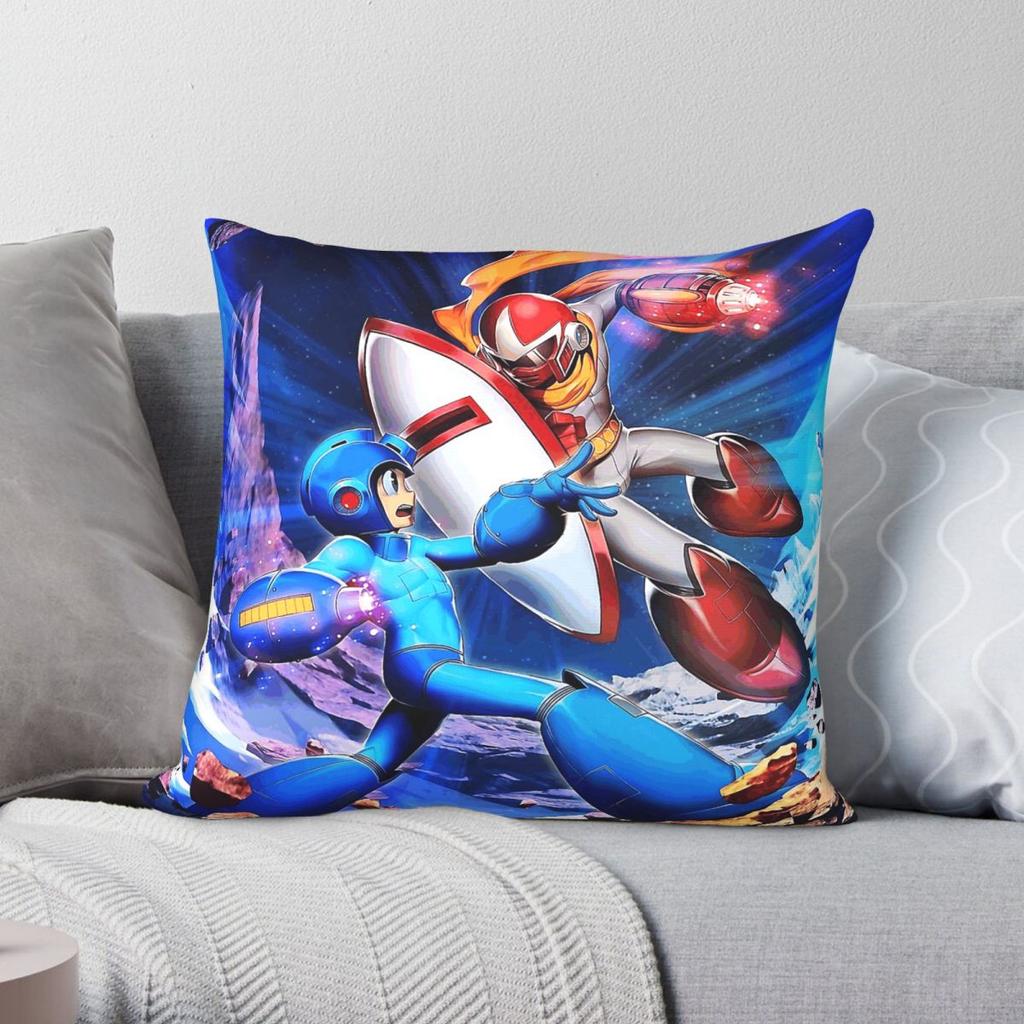 Mega Man Game Square Pillowcase Polyester Linen Velvet Printed Zip Decorative Pillow Case Home Cushion Cover