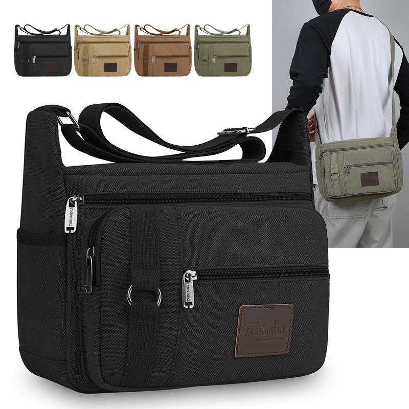 Borsa a Spalla in Tela da Uomo – Elegante Borsa a Tracolla Messenger Tote per Viaggi Casual e Uso Quotidiano