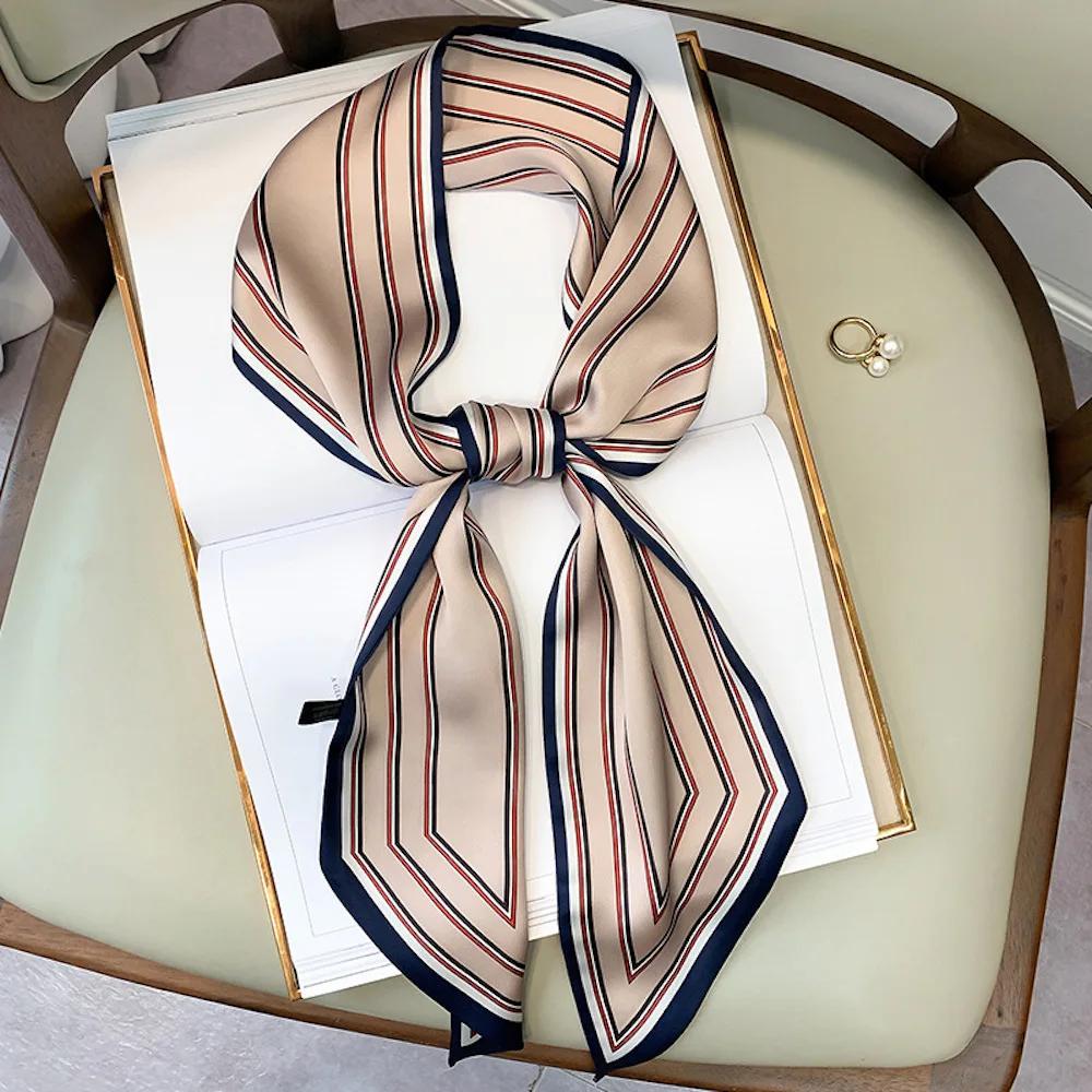 Long Silk Scarf Bag Tie Lady Neck Skinny Scarves Hairband Foulard Horse Print Brand Lady Neckerchief Ribbon  Spring New