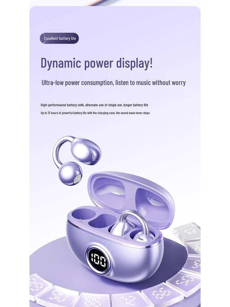 M97 Cross 2025 Ear Clip Bluetooth Earbuds - Ultra-Long Battery Life & Stylish Design