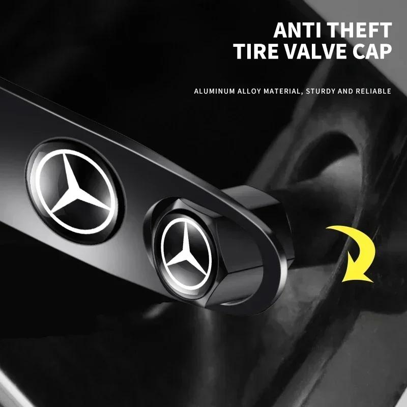 For Benz w2Car Wheel Tire Air Valve Caps with Keychain Accessories for Mercedes Benz Amg W168 W169 W108 W124 W126 C180 C200 C260 C300 W140