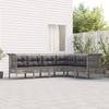 Vidaxl 6-Cz. Garden Lounge Set, Cushions, Grey, Rattan PE