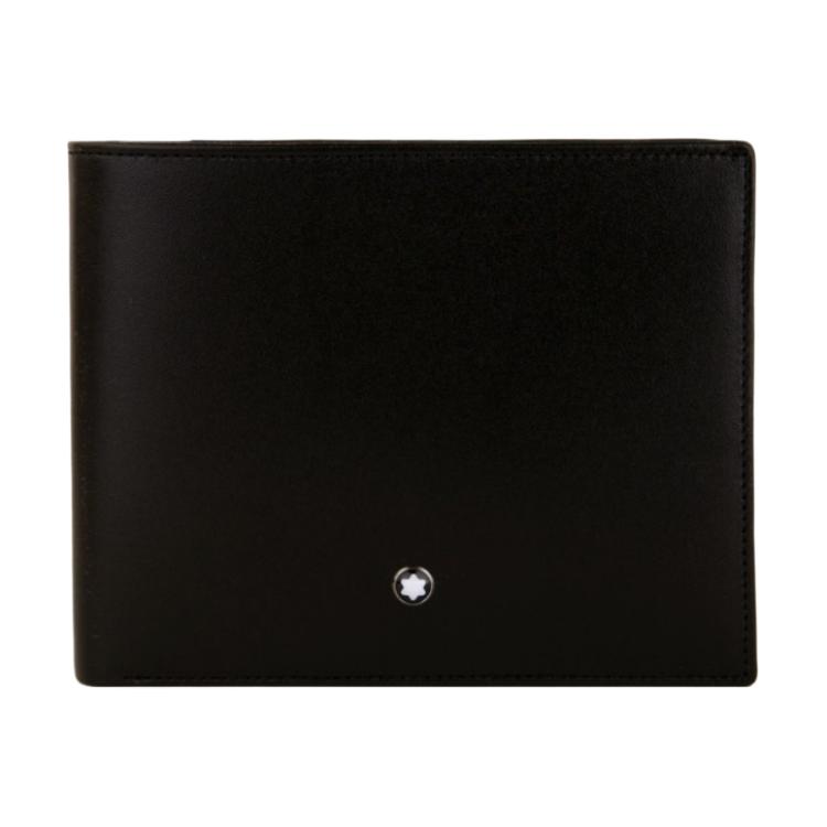 Montblanc Brand Logo Multi-Card Slot Leather Wallet Men wallet Black 15800362 Basic Set (Bag+Dust Bag)