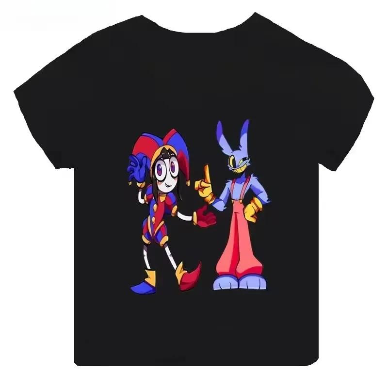 Summer Cotton Children T-Shirts The Amazing Digital Circus Short Sleeve Boy Girl Cartoon Pomni Baby Top Casual Kids Clothes Tees