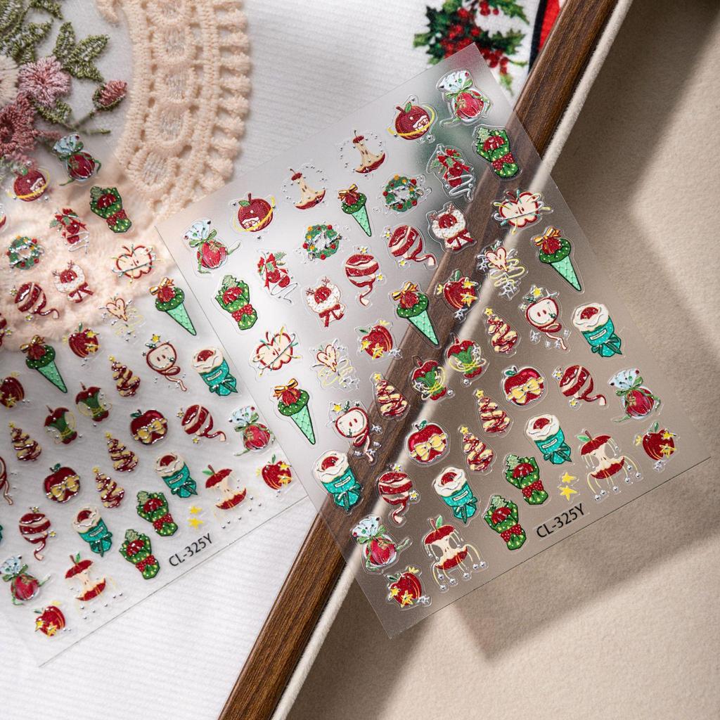 Festive Silver Christmas Nail Stickers: Snowflakes, Gingerbread, Snowmen, Fireworks & Apples