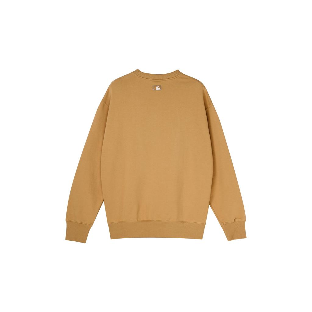 MLB Solid Color Logo Print Sports Casual Crew Neck Pullover Sweatshirt Unisex sweatshirt Beige 3AMTB0124-43BGS