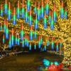 Thrisdar Solar Meteor Shower Rain Light 50CM 288 LED Outdoor Solar Falling Rain Christmas Light for Tree Holiday Party Decor