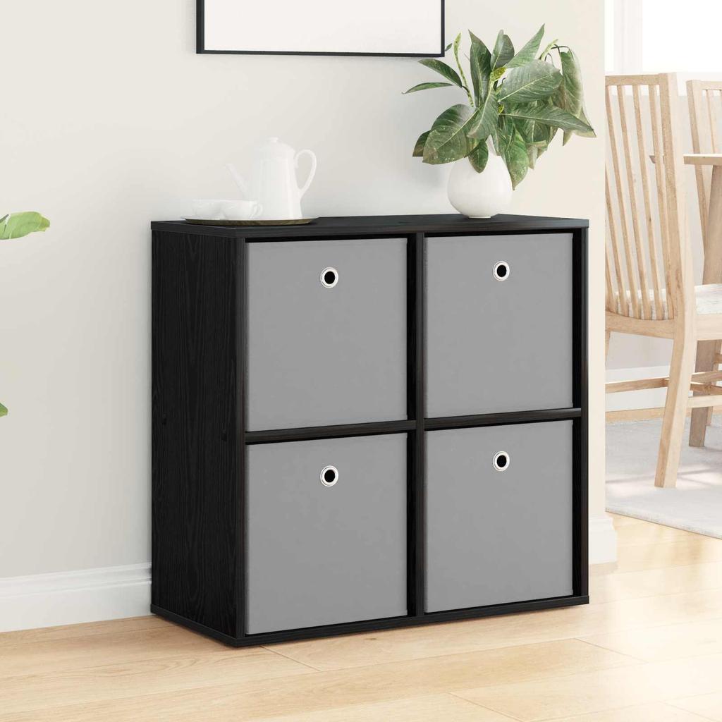Sideboard with Drawers Black Oak Effect 68.5 x 32 x 67 cm