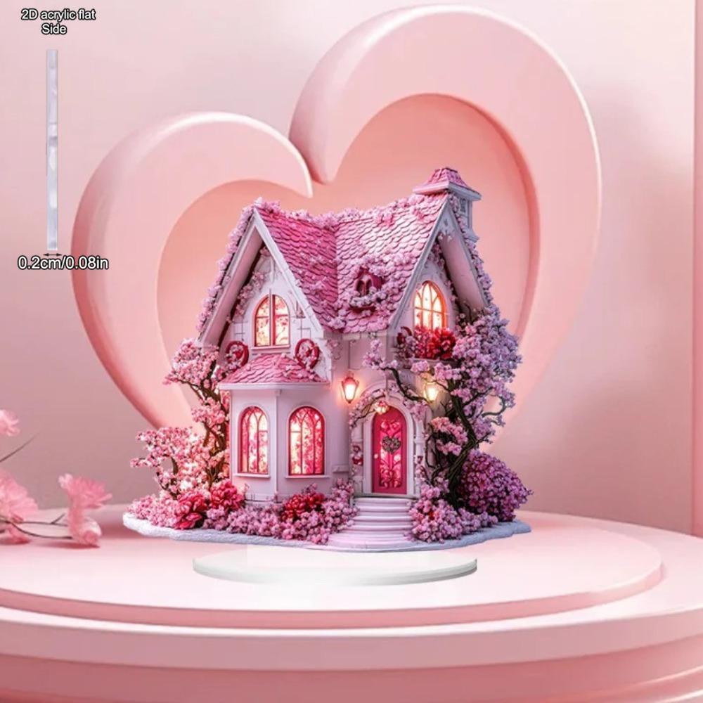 Rosa Rose Kirschblütenbaum Hütte Acryl Schreibtisch Dekoration Ornament, Heimdekoration, Kinderzimmer, Schreibtisch Wohnzimmer Dekoration, Restaurant Sho