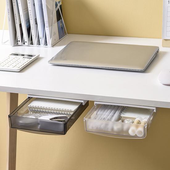 Under Desk Drawer Attachable Hidden Self-Adhesive Slide-out Plastic Stick On Drawer Under Desk Organizer Office Supplies