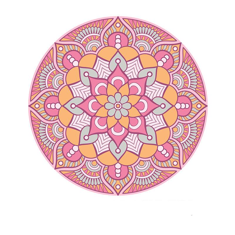 Pink Theme Round Carpet Boho Ethnic Style Living Room Decor Rug Flower Geometric Design Interior Artistic Decorative Floor Mat