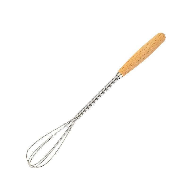 1Pc Premium Stainless Steel Whisk With Solid Wood Handle - Perfect Fit For Blending, Whisking & Stirring In The Kitchen