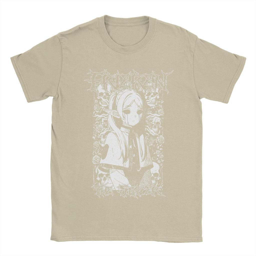 Men's Frieren The Slayer Death Metal T Shirts Pure Cotton Clothing Funny Short Sleeve Round Neck Tees Party T-Shirts