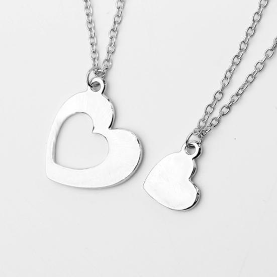 2Pcs Women Necklaces Plated Mother Daughter Heart Pendant Necklaces for Mothers Day