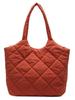 Korean Style Quilted Cotton Tote Bag - Large Capacity, Casual Shoulder Bag for Autumn/Winter 2025.