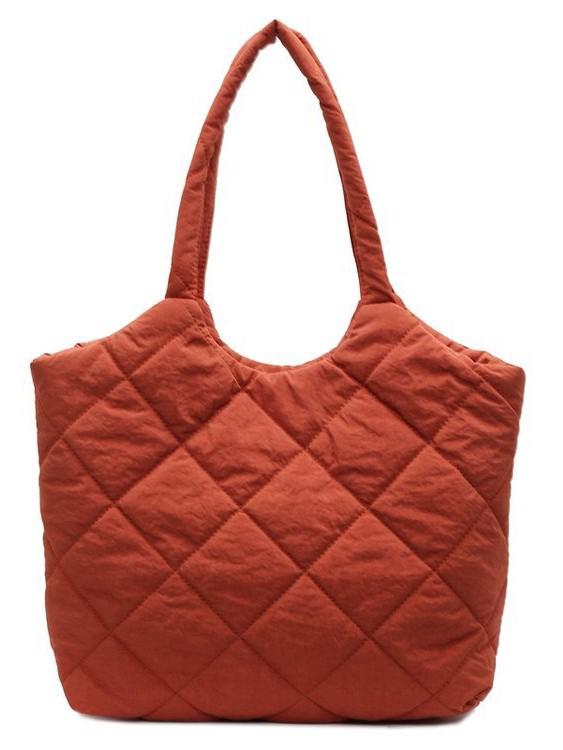 Korean Style Quilted Cotton Tote Bag - Large Capacity, Casual Shoulder Bag for Autumn/Winter 2025.