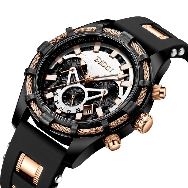 

Мужские многофункциональные спортивные часы BIDEN, популярные часы с клеем-лягушкой, модные кварцевые часы