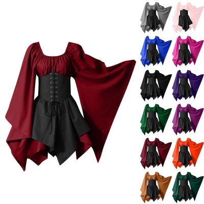 Women Fashion Long Sleeve Vintage Dress Cosplay Party Evening Night Formal Dress