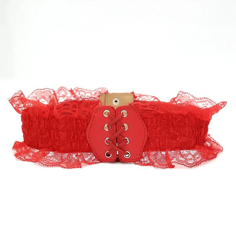 Sweet Versatile Lace Belt for Women's Matching Dress Summer Plastic Waist Elastic Buckle for Women's Lace Strap Waist Cover