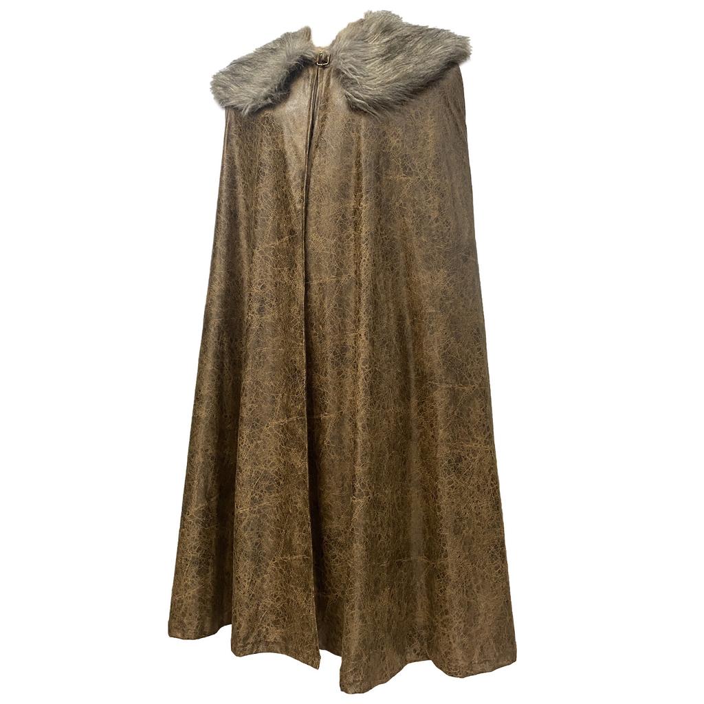 Medieval Faux Furs Cloak Viking Theme Costume for Men Great for Cosplay Party and Halloween Theme Event Stage Props